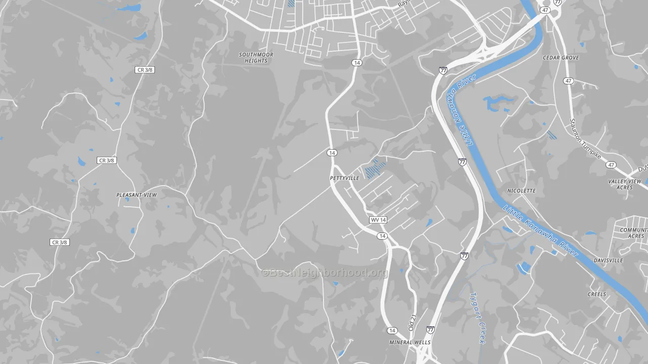 Transit Grade map of Pettyville, WV
