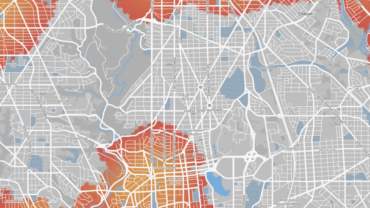 Transit Grade map of Petworth, Washington, DC