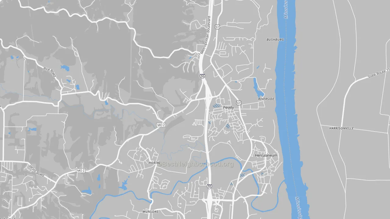 Transit Grade map of Pevely, MO
