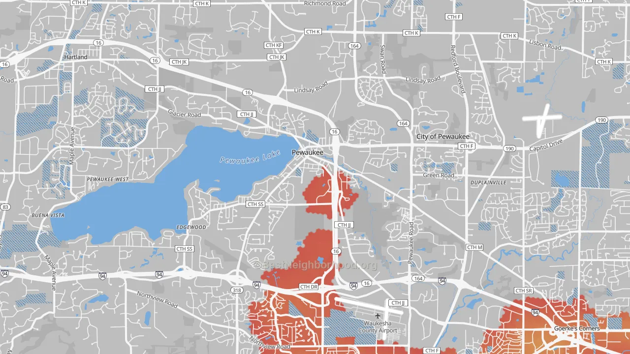 Transit Grade map of Pewaukee, WI