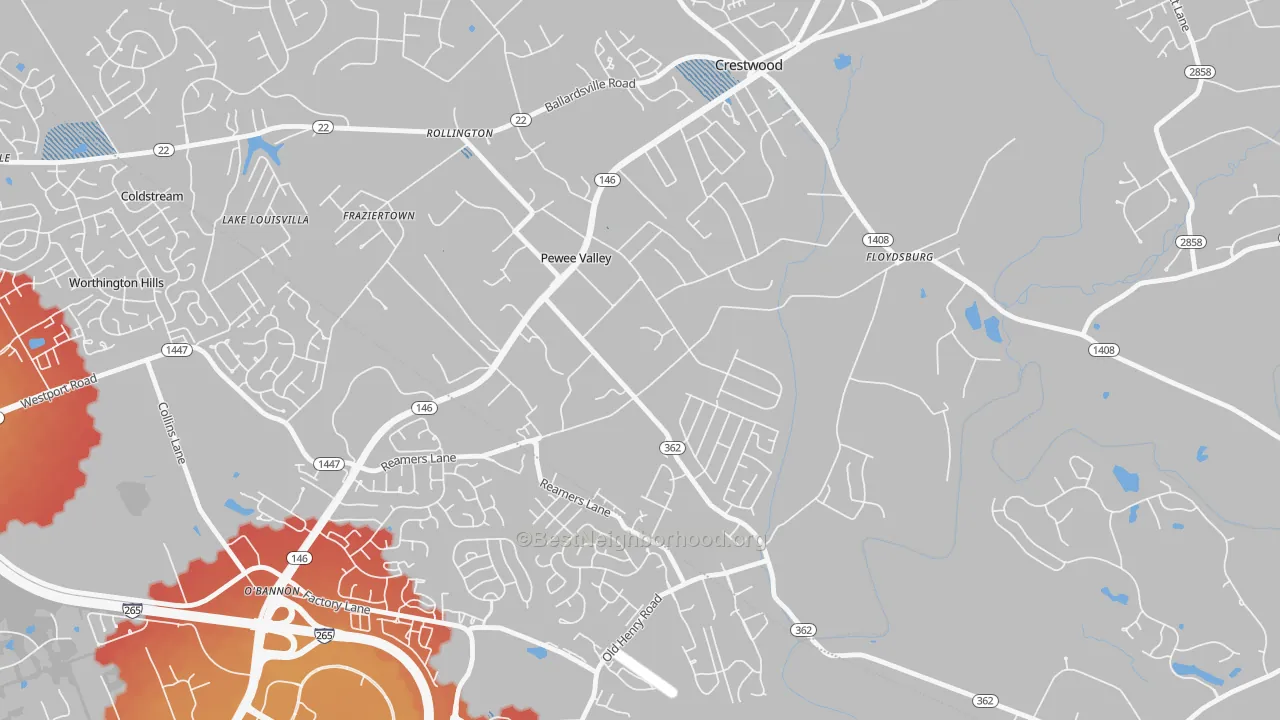 Transit Grade map of Pewee Valley, KY