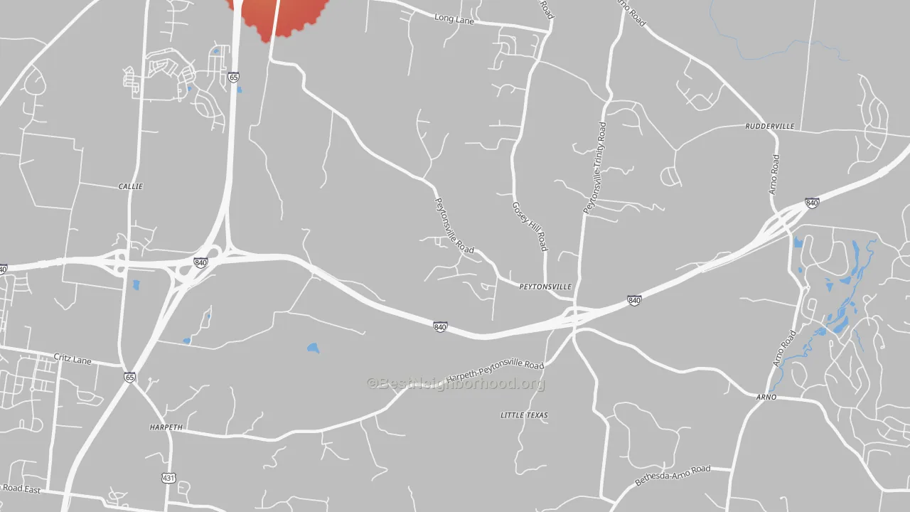 Transit Grade map of Peytonsville, TN