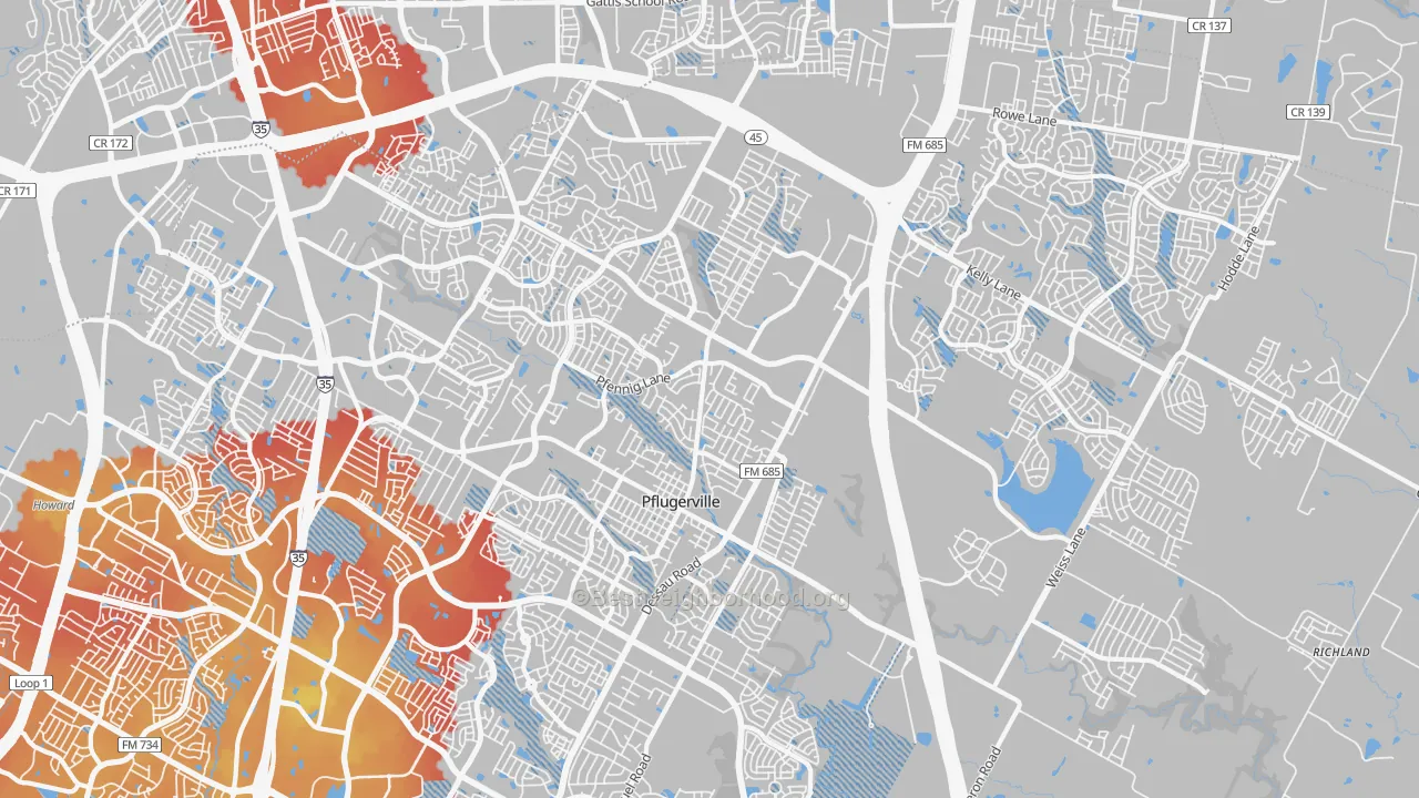Transit Grade map of Pflugerville, TX