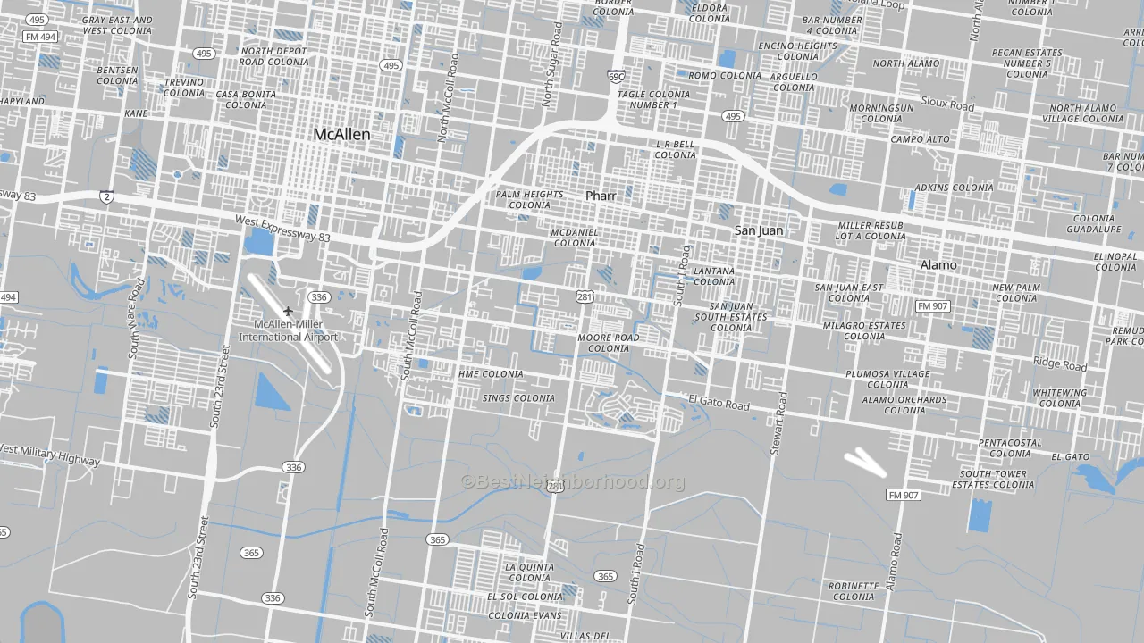 Transit Grade map of Pharr, TX
