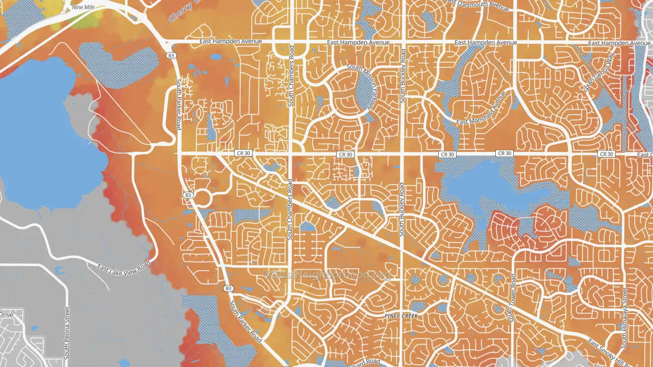 Transit Grade map of Pheasant Run, Aurora, CO