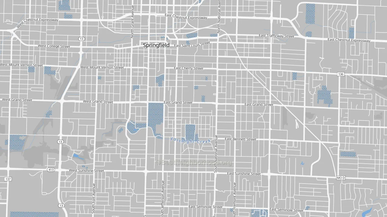 Transit Grade map of Phelps, Springfield, MO
