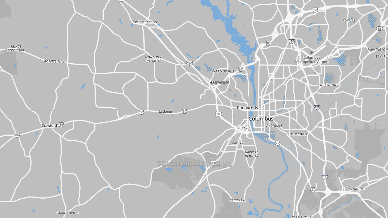 Transit Grade map of Phenix City, AL