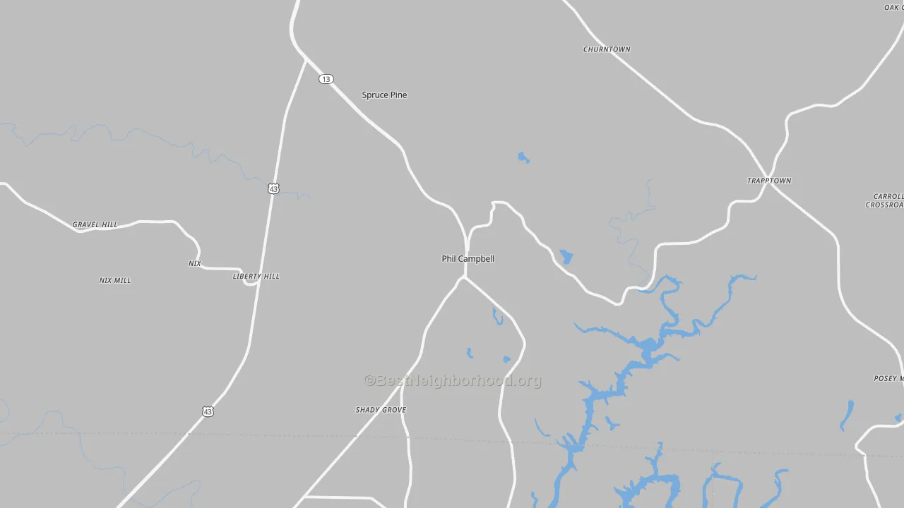 Transit Grade map of Phil Campbell, AL
