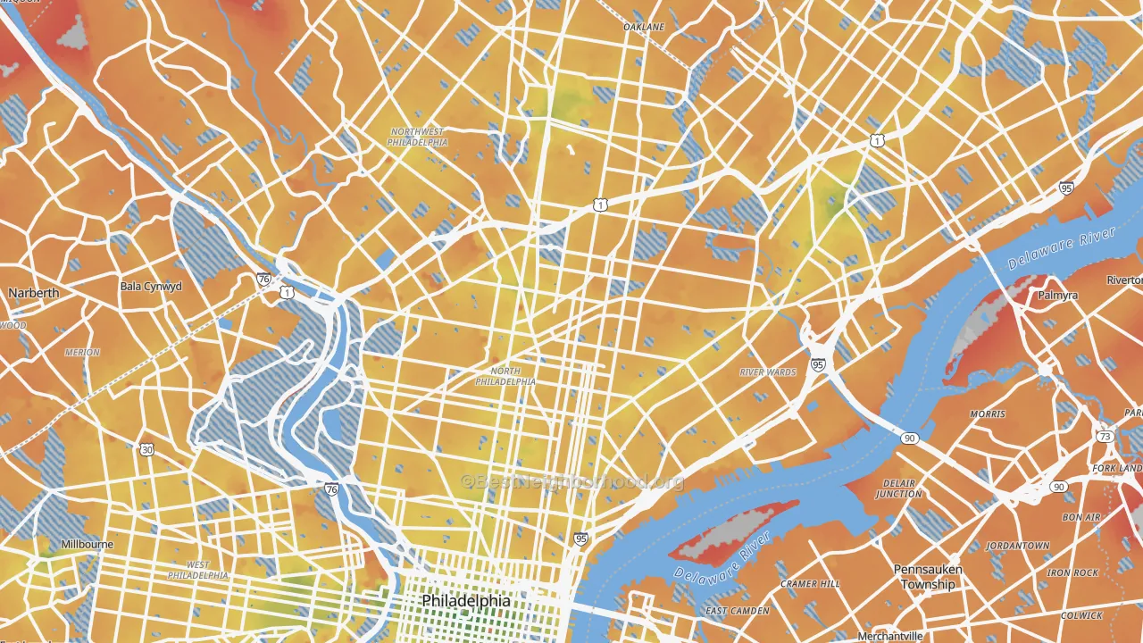 Transit Grade map of Philadelphia County, PA