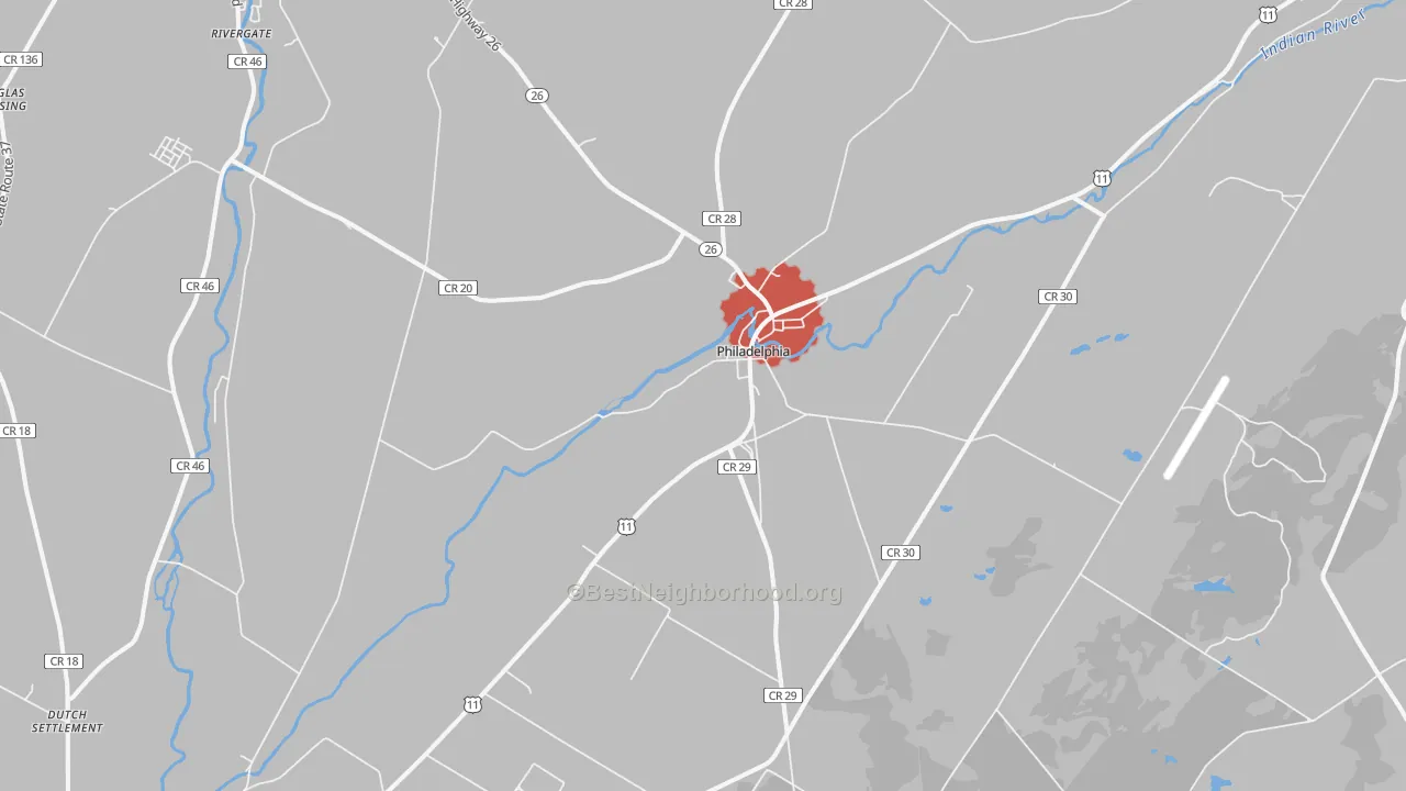 Transit Grade map of Philadelphia, NY