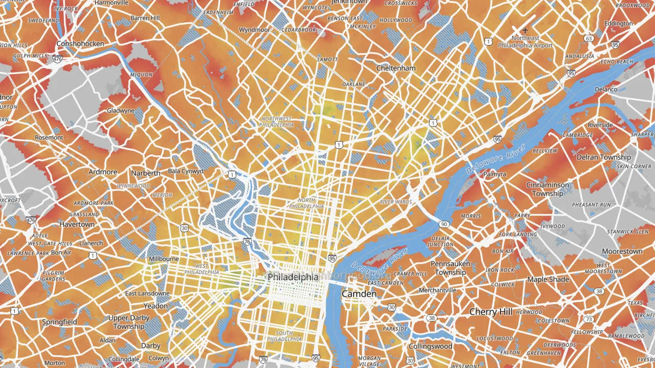 Transit Grade map of Philadelphia, PA