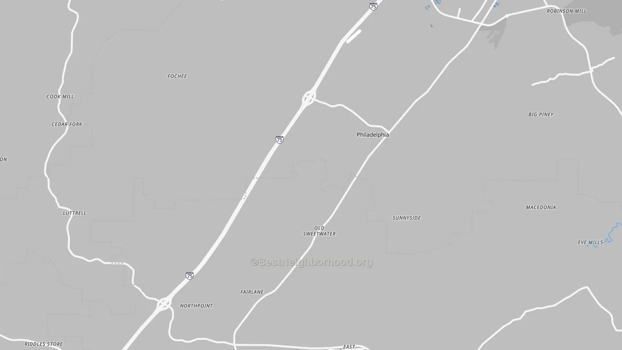 Transit Grade map of Philadelphia, TN