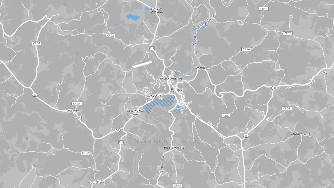 Transit Grade map of Philippi, WV