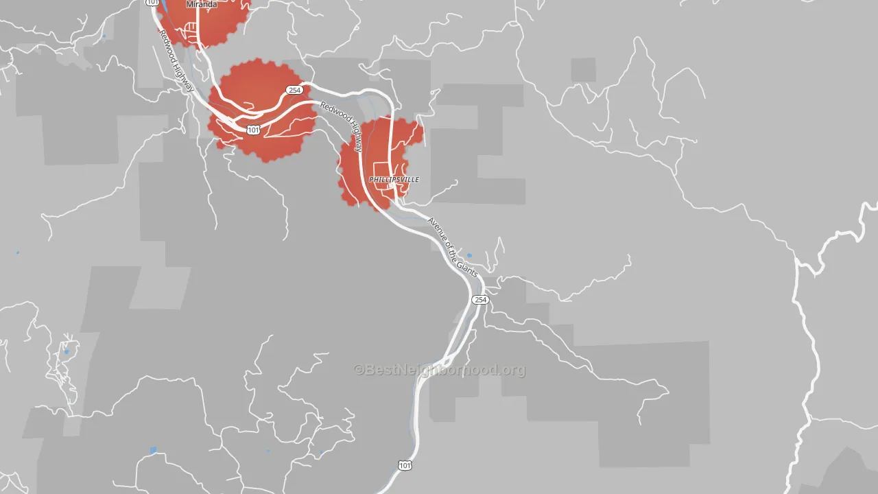 Transit Grade map of Phillipsville, CA