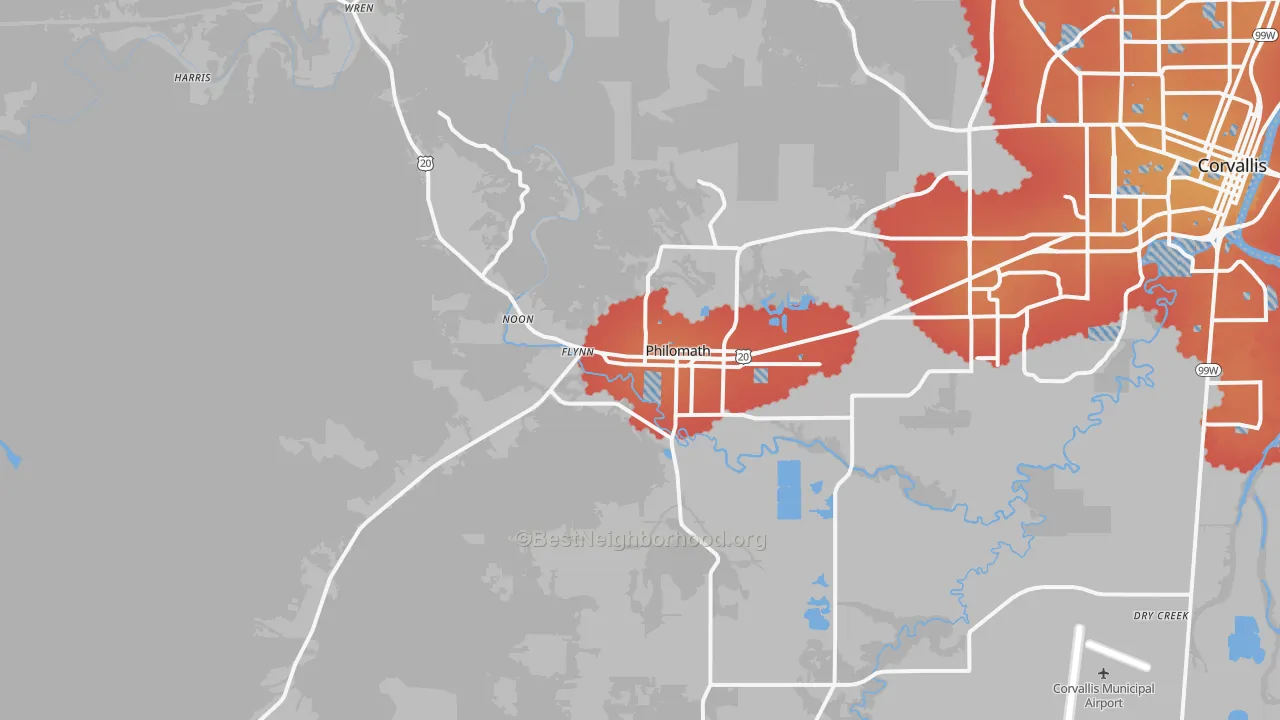 Transit Grade map of Philomath, OR