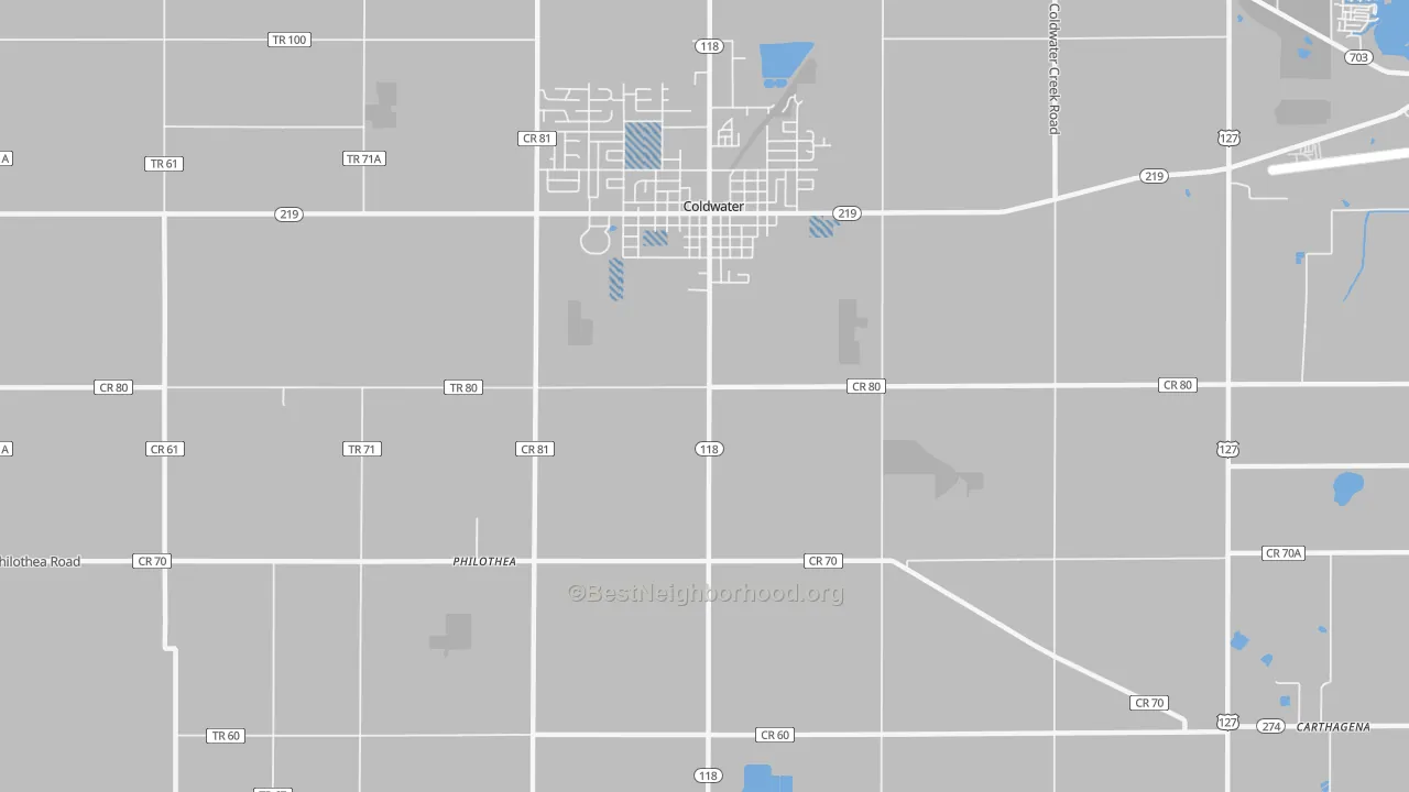 Transit Grade map of Philothea, OH