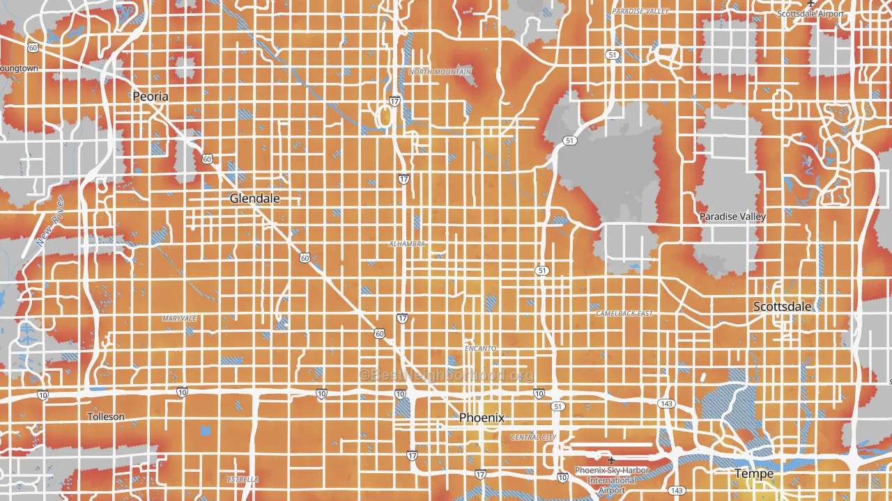 Transit Grade map of Phoenix, AZ