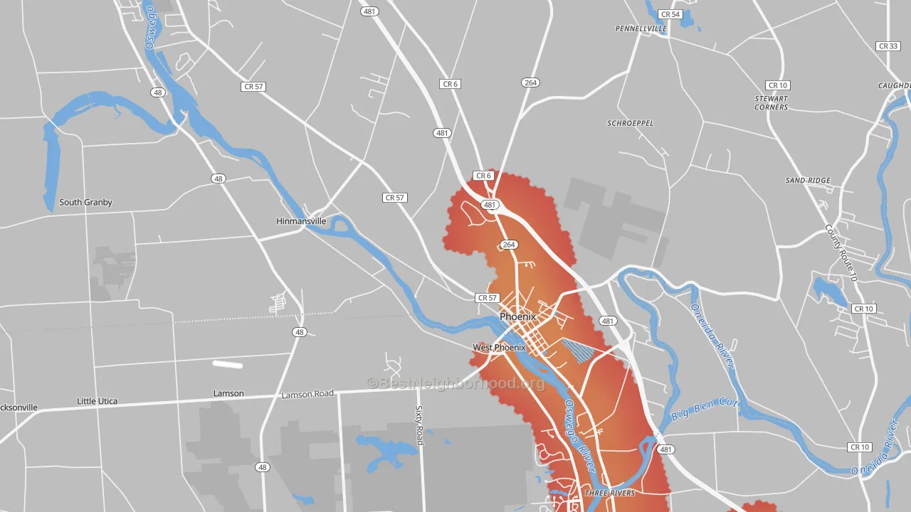 Transit Grade map of Phoenix, NY