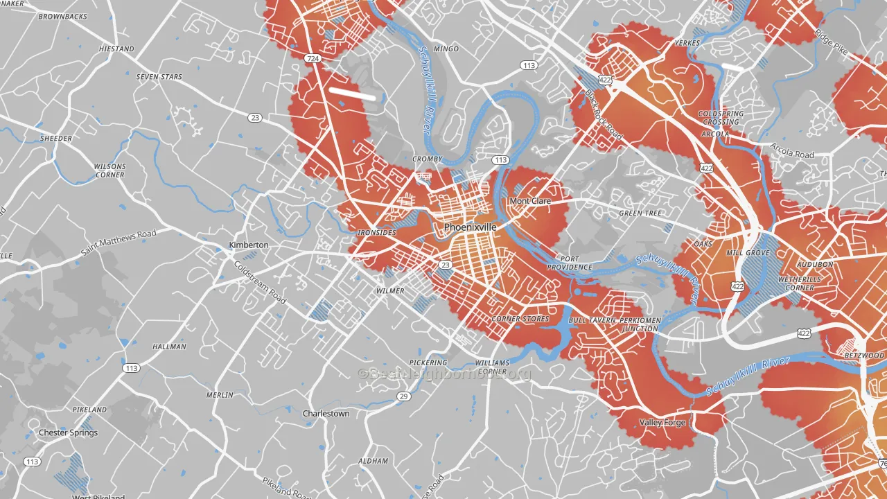 Transit Grade map of Phoenixville, PA