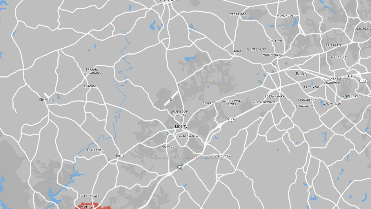Transit Grade map of Pickens County, SC