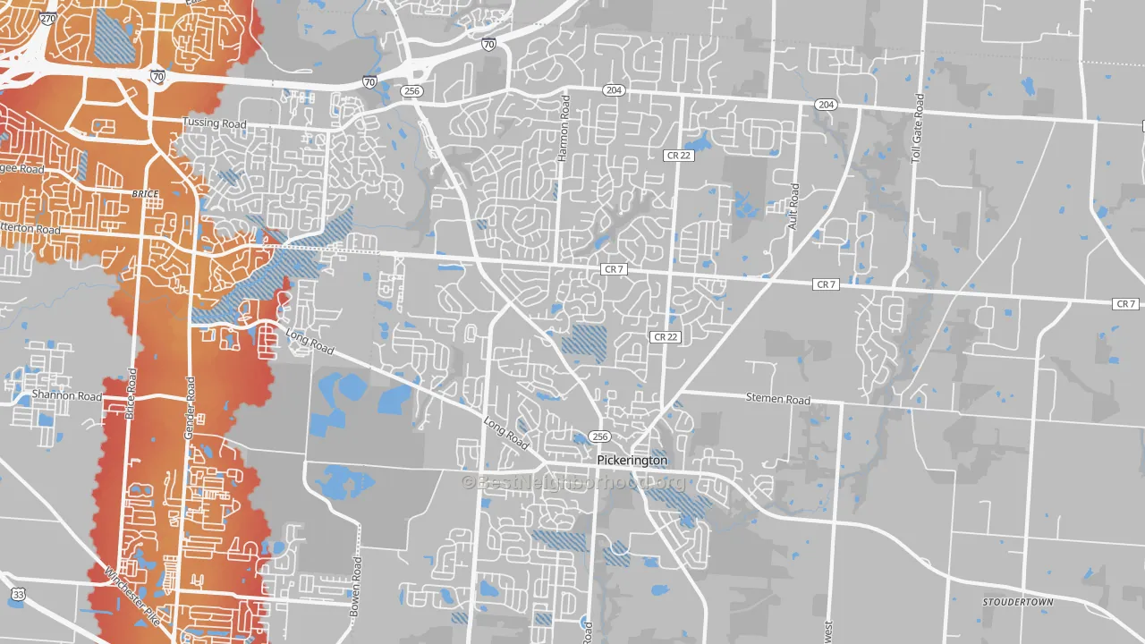 Transit Grade map of Pickerington, OH