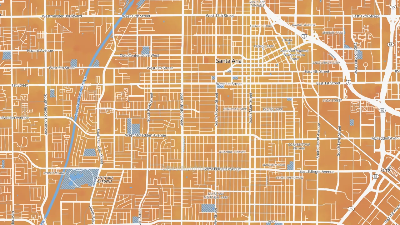 Transit Grade map of Pico-Lowell, Santa Ana, CA