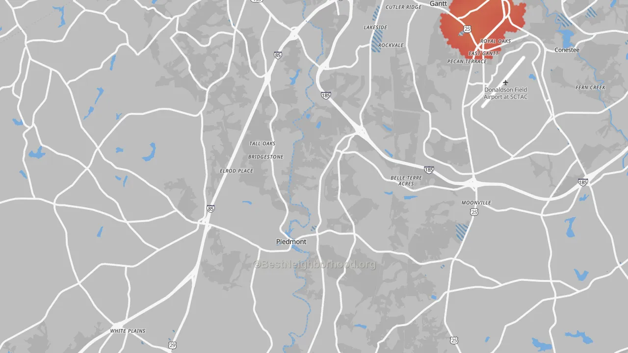 Transit Grade map of Piedmont, SC