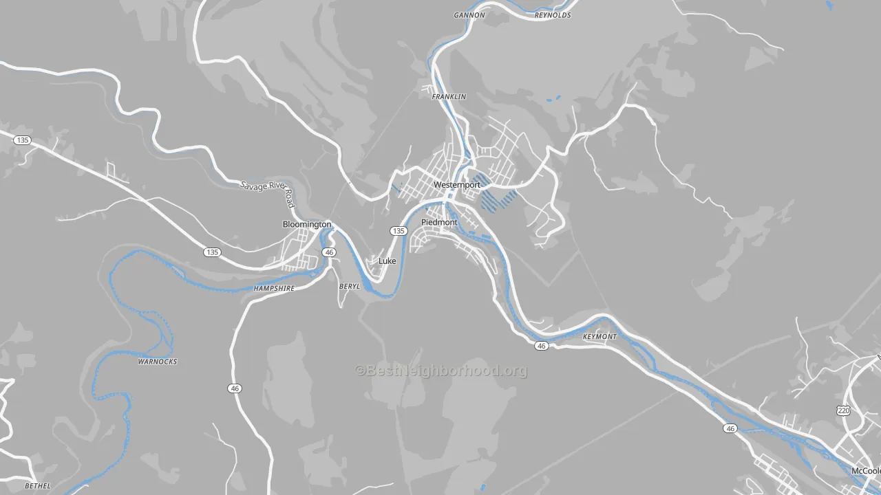 Transit Grade map of Piedmont, WV