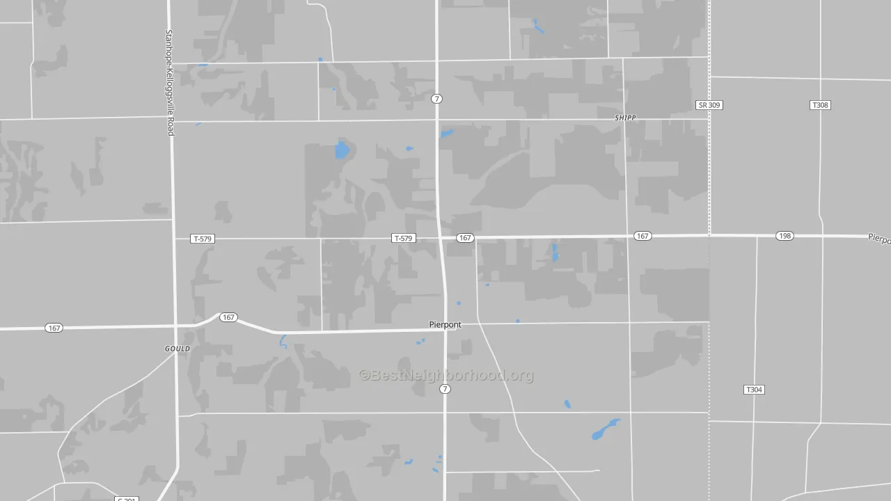 Transit Grade map of Pierpont, OH