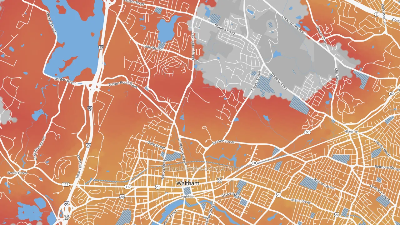 Transit Grade map of Piety Corner, Waltham, MA
