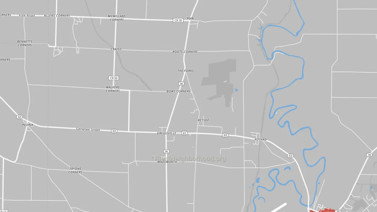 Transit Grade map of Piffard, NY