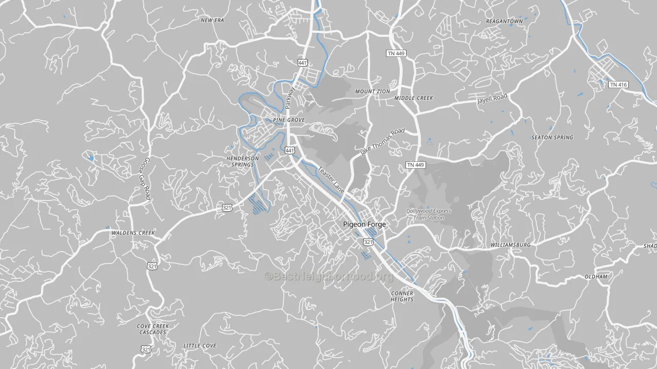 Transit Grade map of Pigeon Forge, TN