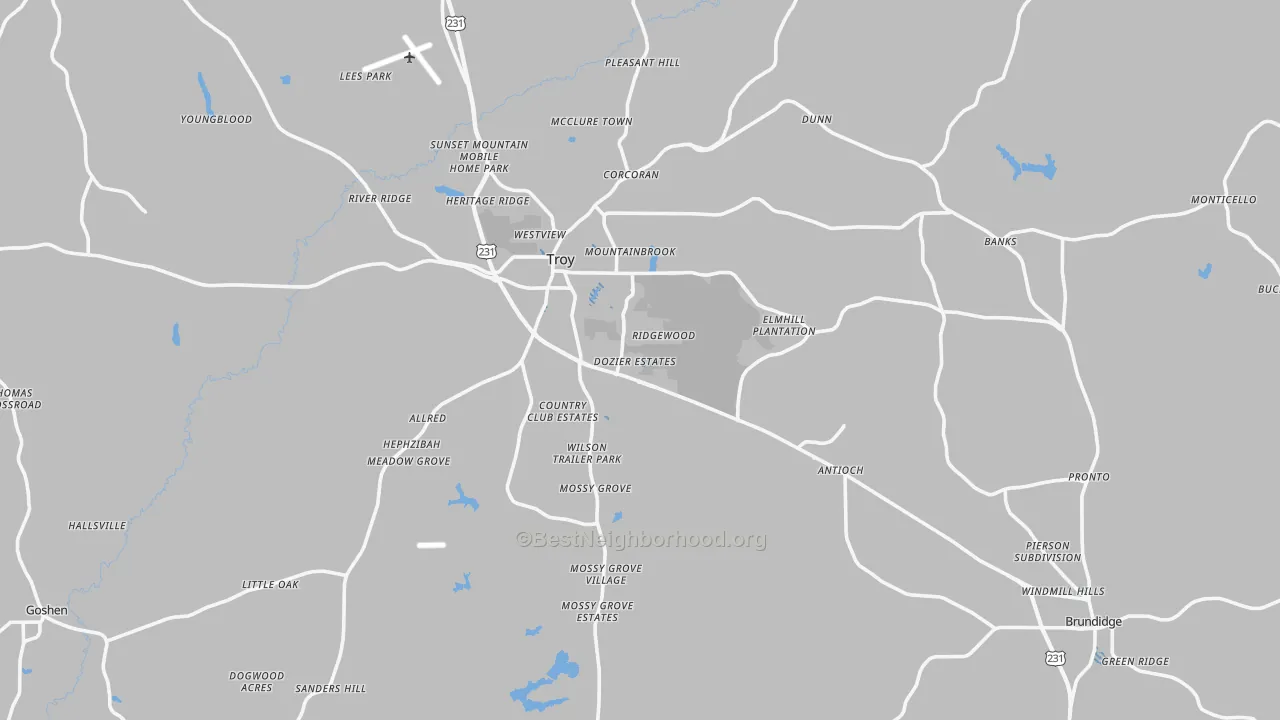 Transit Grade map of Pike County, AL