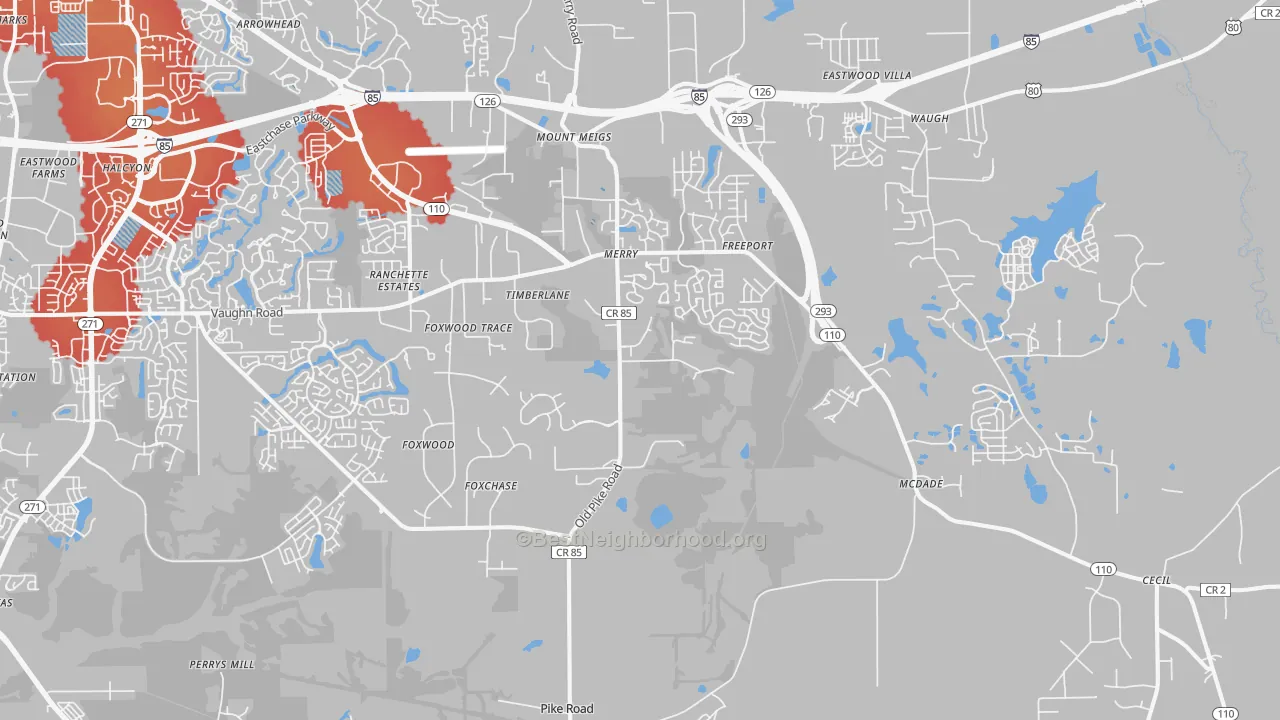 Transit Grade map of Pike Road, AL