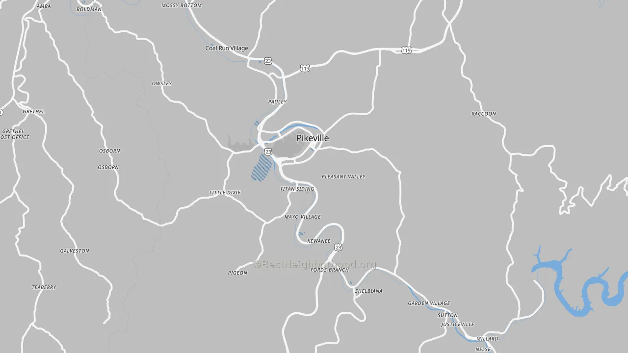 Transit Grade map of Pikeville, KY