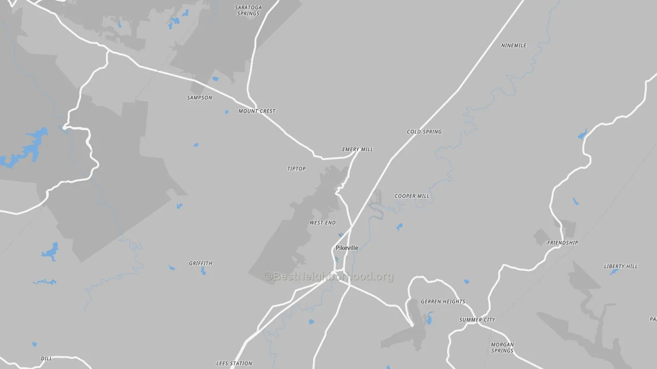Transit Grade map of Pikeville, TN
