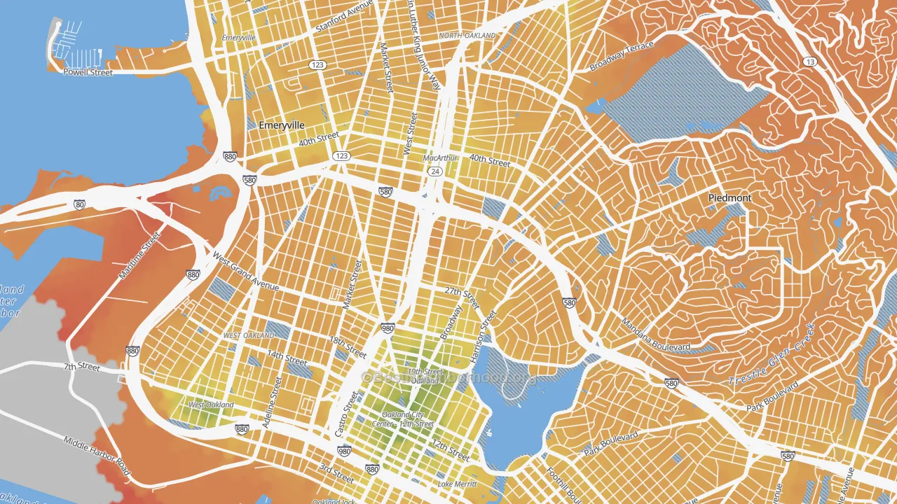 Transit Grade map of Pill Hill, Oakland, CA