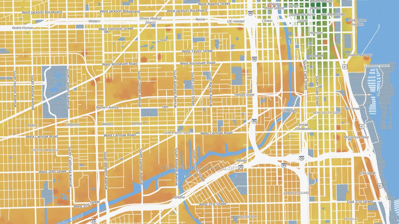 Transit Grade map of Pilsen, Chicago, IL