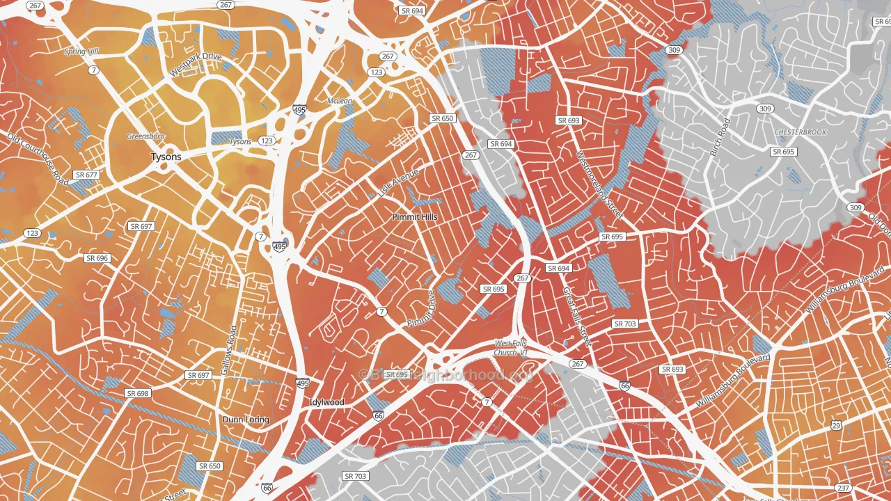 Transit Grade map of Pimmit Hills, Falls Church, VA