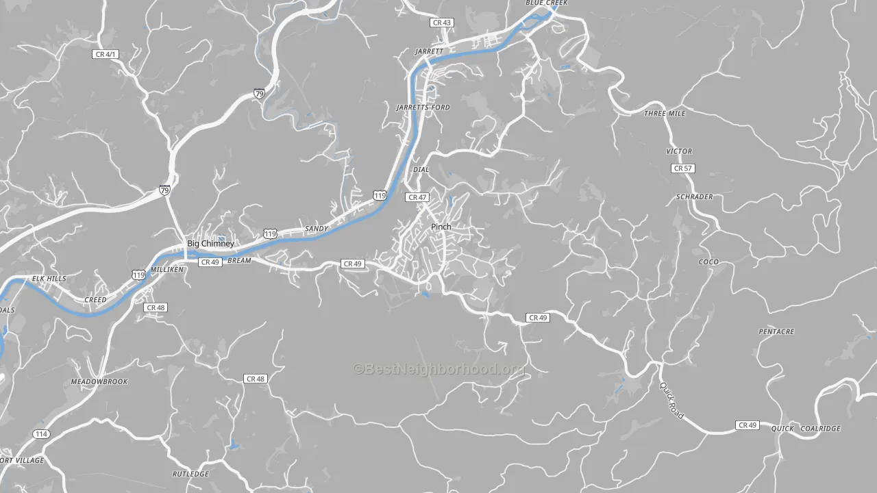 Transit Grade map of Pinch, WV