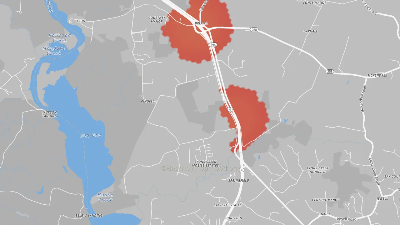Transit Grade map of Pindell, MD