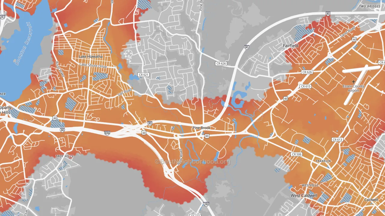 Transit Grade map of Pine Brook, NJ