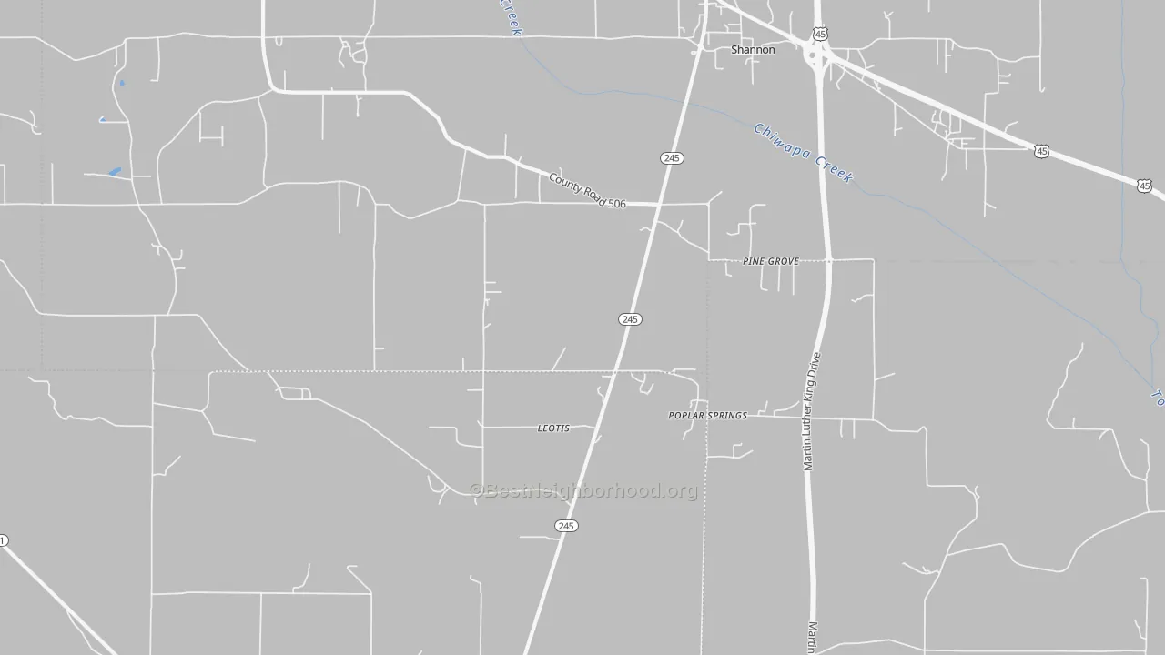 Transit Grade map of Pine Grove, MS
