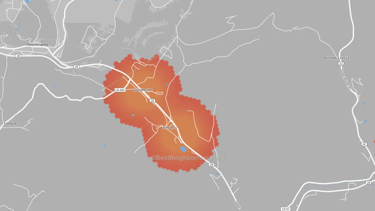 Transit Grade map of Pine Hill, NY
