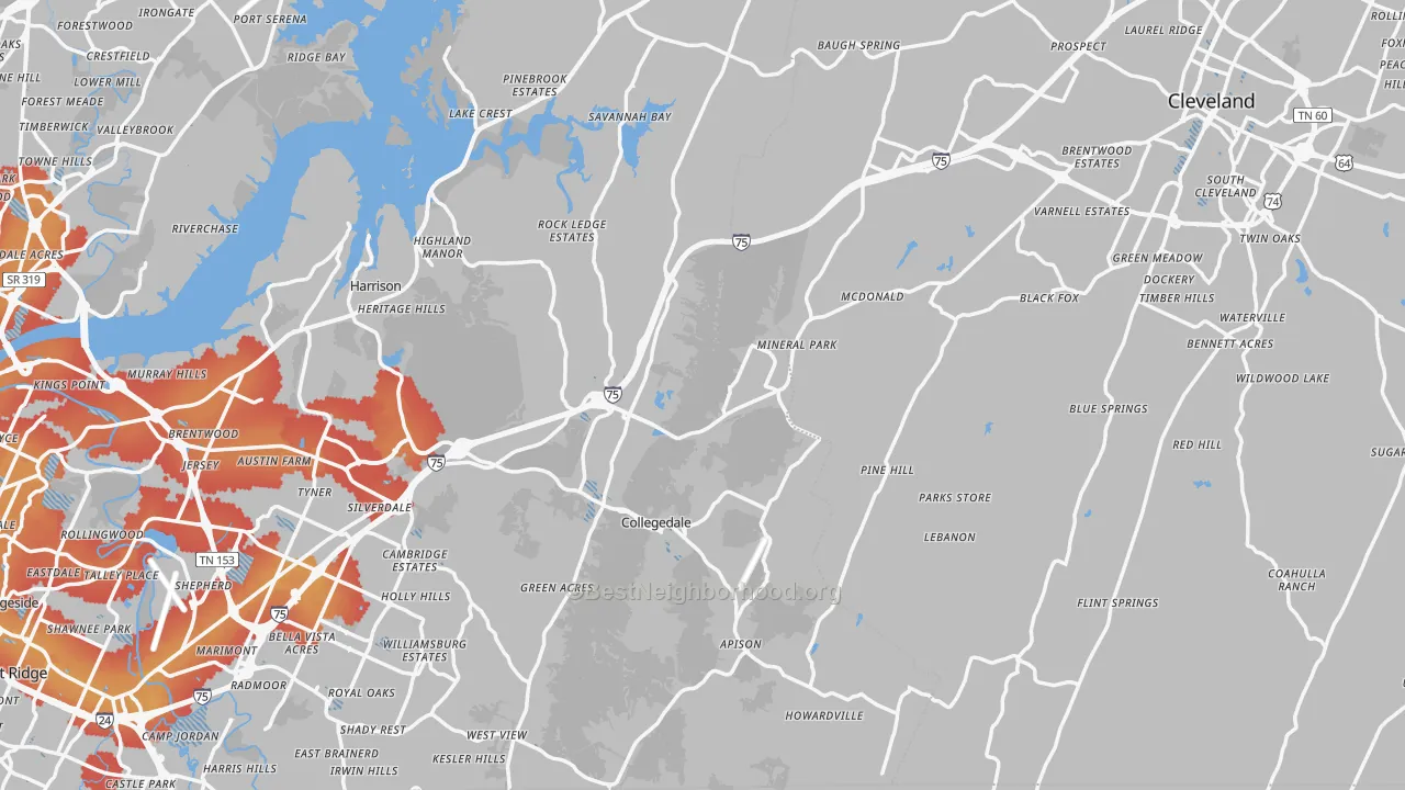 Transit Grade map of Pine Hill, TN