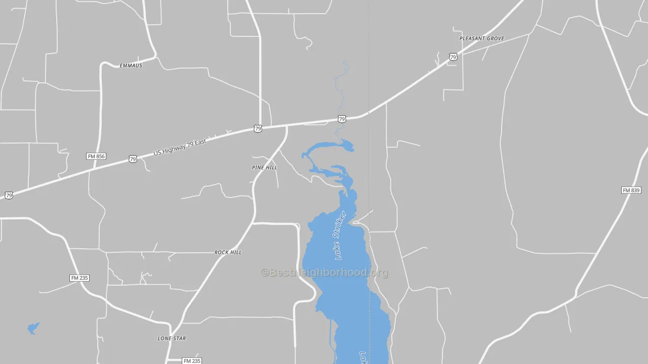 Transit Grade map of Pine Hill, TX