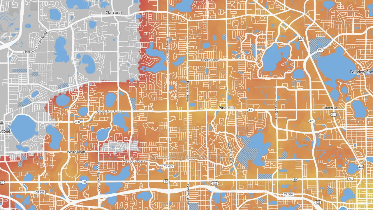Transit Grade map of Pine Hills, FL