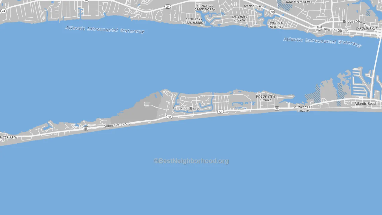 Transit Grade map of Pine Knoll Shores, NC