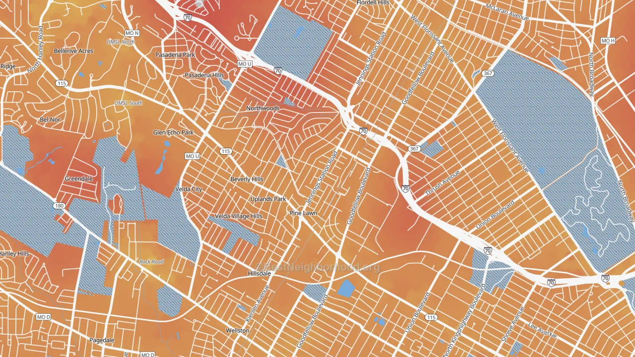 Transit Grade map of Pine Lawn, MO