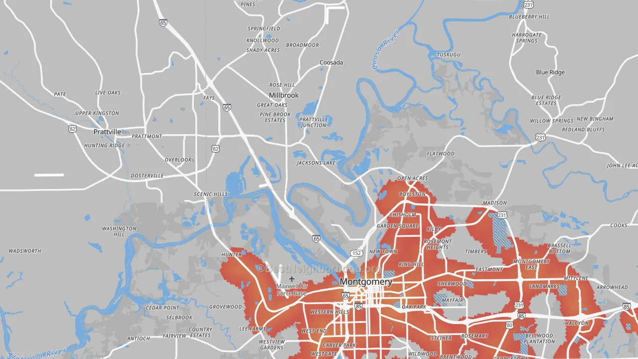 Transit Grade map of Pine Level, AL